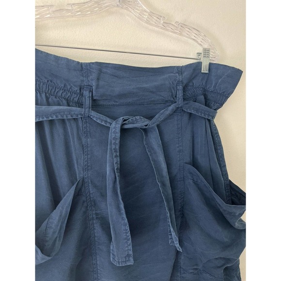 NWT Anthropologie Amadi Nantes Blue Tencel Belted Mini Skirt Sz Medium - Picture 3 of 10